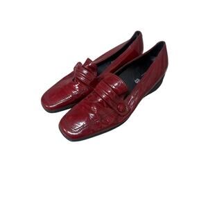 Stonefly Red Leather Loafer Heels - Women's Size 9.5 EUR 41